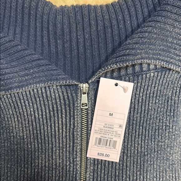 Wild Fable Blue Off-the-Shoulder Sweater with Ribbed Knit - Picture 2 of 6